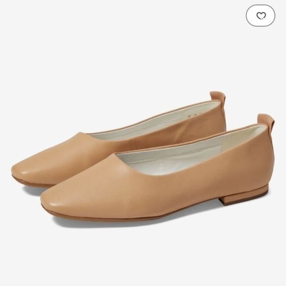 Franco Vana Ballet Flat in Beige Faux Leather Size 9.5 - Picture 1 of 12